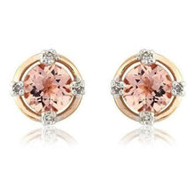 Gold 14K 10.40 Carats Morganite With Diamonds Studs Earrings