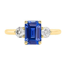 Gold 3 Stone Emerald Ceylon Sapphire Ring Diamonds 3 Carats