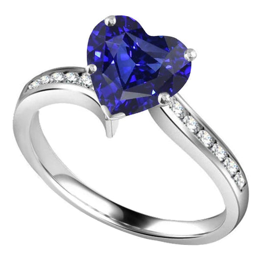 Gold Anniversary Diamond & Ceylon Sapphire Ring 4 Carats