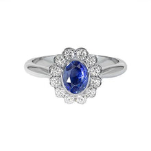 Gold Bezel Set Halo Oval Ceylon Sapphire And Diamond Ring 9.70 Carats