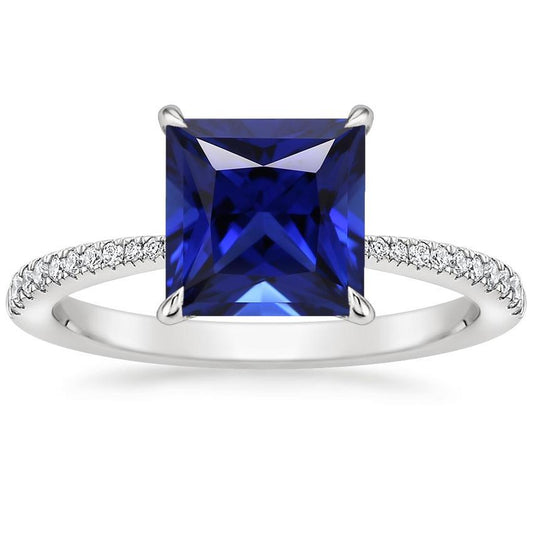 Gold Diamond Engagement Ring Ceylon Sapphire With Accents 5.50 Carats