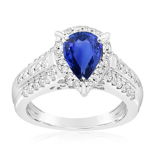 Gold Diamond Engagement Ring Jewelry Halo Ceylon Sapphire 5 Carats