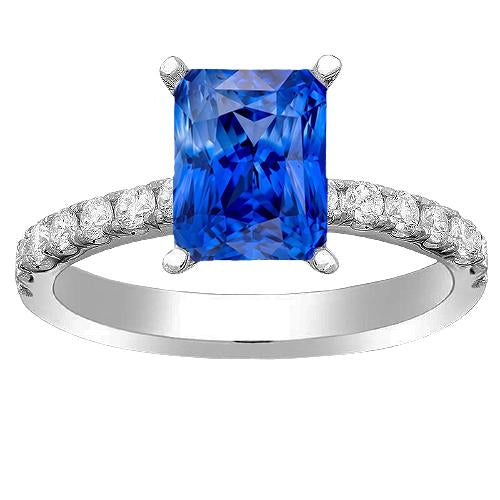 Gold Diamond Ring 3 Carats Prong Set Ceylon Sapphire Gemstone Jewelry