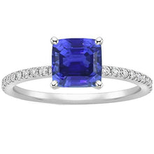 Gold Diamond Ring Cushion Sri Lankan Sapphire With Accents 3 Carats