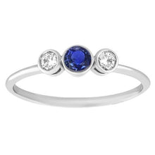 Gold Gemstone Ring Bezel Set Diamonds & Sapphire 3 Stone 1.50 Carats