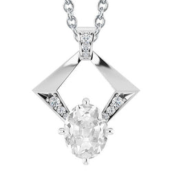 Gold Jewellery Natural Earth Mined Diamond Pendant Round & Oval Old Cut 4 Carats 14K