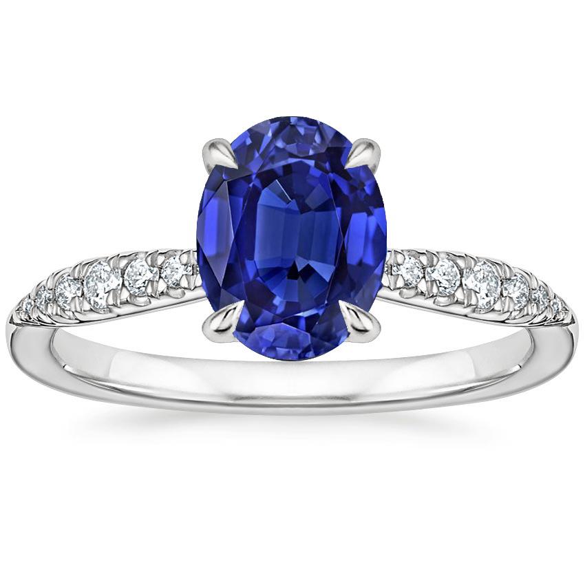 Gold Solitaire Ceylon Sapphire Ring & Diamonds Vintage Style 3 Carats