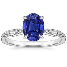 Gold Solitaire Ceylon Sapphire Ring & Diamonds Vintage Style 3 Carats