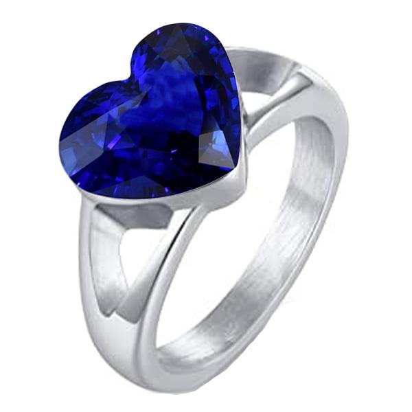 Gold Solitaire Heart Shaped Ring Sri Lankan Sapphire Split Shank 3 Carats