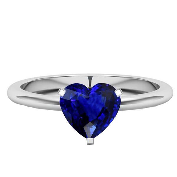 Gold Solitaire Heart Sri Lankan Sapphire Ring Prong Set 2 Carats