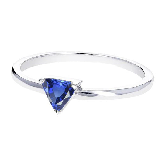 Gold Solitaire Trillion Sri Lankan Sapphire Ring 0.50 Carats Jewelry