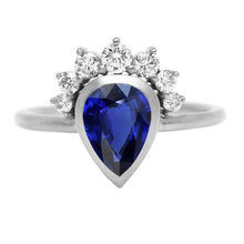 Gold Wedding Ring Bezel Set Ceylon Sapphire Diamonds 3.50 Carats