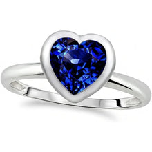 Gold Women's Engagement Heart Bezel Set Blue Sapphire Ring 3 Carats