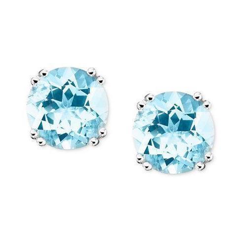 Gorgeous 8 Carats Aquamarine Lady Stud Earrings White Gold 14K