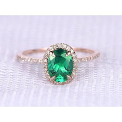 Green Emerald And Natural Earth Mined Diamond Wedding Ring 5.45 Carats