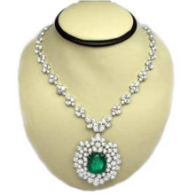Green Emerald And Diamonds 79.16 Ct Necklace 16