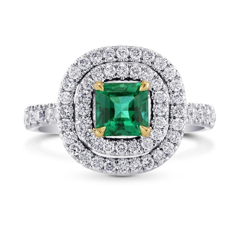 Green Emerald Diamond Engagement Ring Two Tone 3.70 Carats