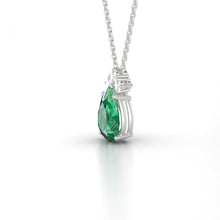Green Emerald & Diamond Gemstone Pendant Necklace 8.25 Carat WG 14K