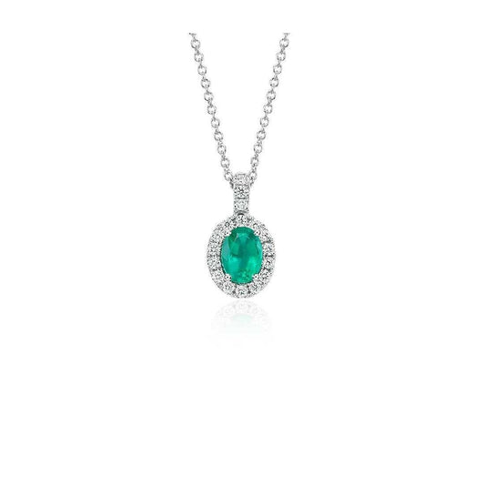 Green Emerald & Diamond Gemstone Pendant With Chain 6.50 Carats