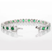 Green Emerald & Diamond Tennis Bracelet 33.25 Carats Women Jewelry
