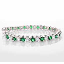 Green Emerald & Diamond Tennis Bracelet 33.25 Carats Women Jewelry