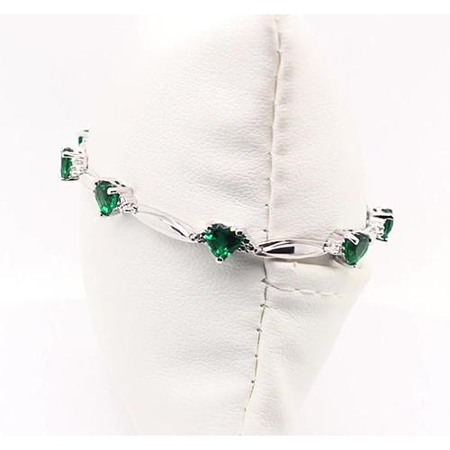 Green Emerald Heart Shape Diamond Bracelet 9.54 Carats Jewelry