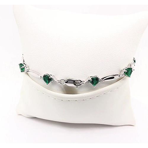 Green Emerald Heart Shape Diamond Bracelet 9.54 Carats Jewelry