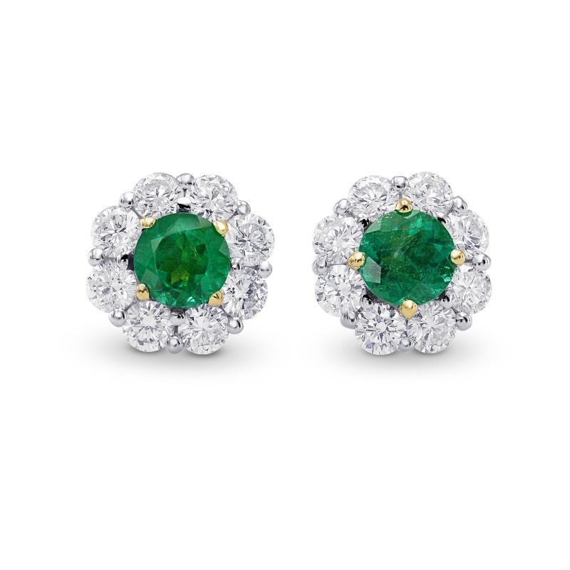 Green Emerald Round Cut Diamonds Halo Studs Earrings 5.80 Carats