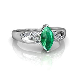 Green Emerald With Natural Earth Mined Diamonds 2.75 Ct. Engagement Ring White Gold 14K