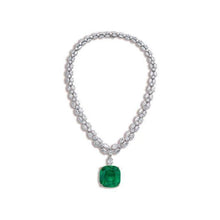 Green Emerald With Natural Earth Mined Diamonds Women Necklace White Gold 14K 48 Ct