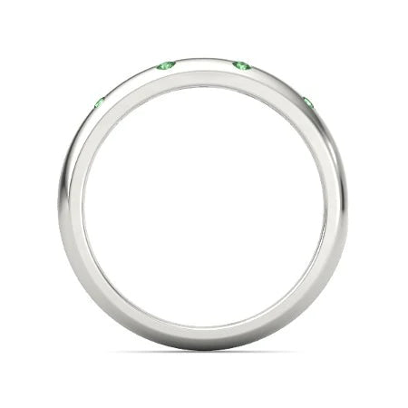 Gypsy Diamond Green Emerald Band 1.10 Carats White Gold 14K