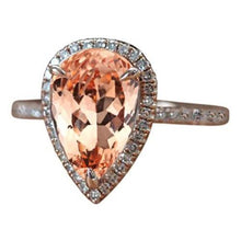 Halo 10 Ct Morganite With Diamonds Ring White Gold 14K