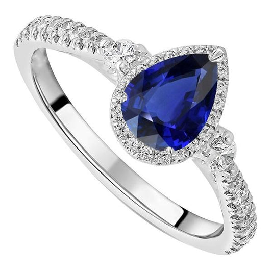 Halo Anniversary Ceylon Sapphire Ring & Diamonds 5 Carats Jewelry