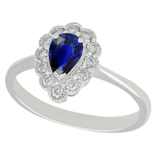 Halo Anniversary Ring Antique Style Blue Sapphire Gemstone 3.50 Carats