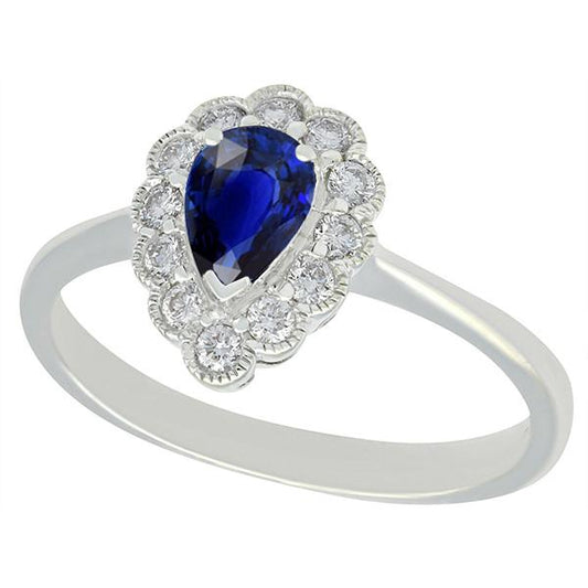 Halo Anniversary Ring Antique Style Blue Sapphire Gemstone 3.50 Carats