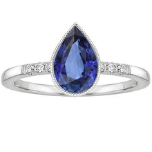 Halo Bezel Set Ring Pear Sri Lankan Sapphire & Diamonds 2.50 Carats