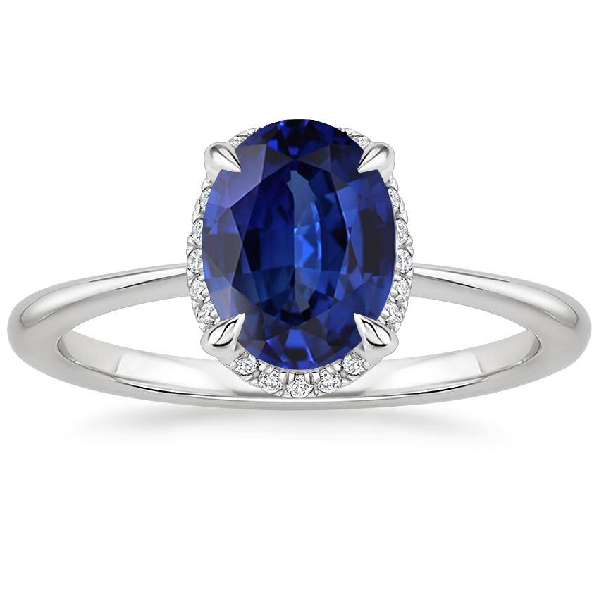 Halo Ceylon Sapphire Ring Oval Cut 3.50 Carats Prong Setting