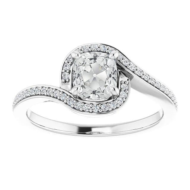 Halo Cushion Old Mine Cut Diamond Ring Twisted Style 5 Carats