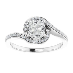 Halo Cushion Old Mine Cut Natural Earth Mined Diamond Ring Twisted Style 5 Carats