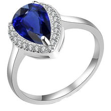 Halo Deep Blue Sapphire Ring White Gold & Diamonds 3.50 Carats