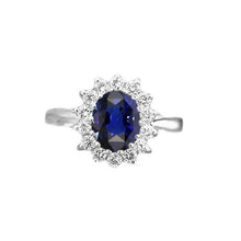 Halo Diamond Oval Blue Sapphire Ring 4 Carats Star Style Jewelry
