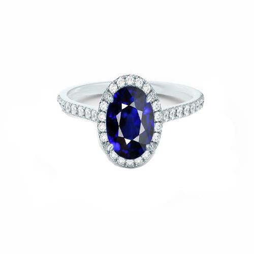 Halo Diamond Ring With Accents Oval Sri Lankan Sapphire 7.50 Carats