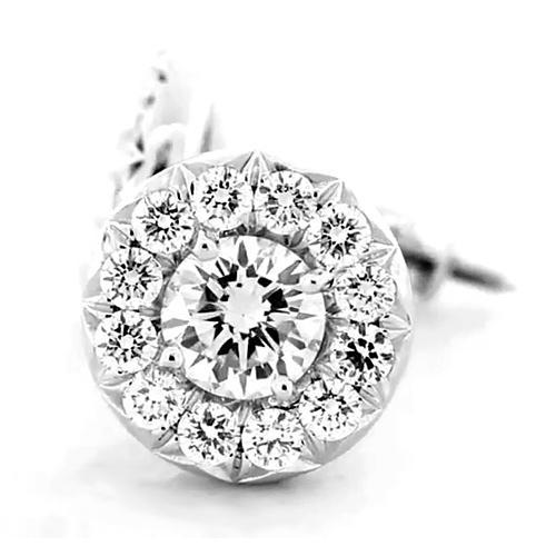 Halo Diamond Stud Earrings 1.80 Carats