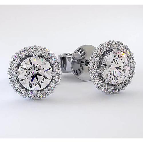 Halo Diamond Stud Earrings 2.32 Carats