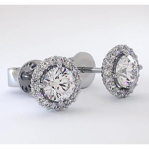 Halo Diamond Stud Earrings 2.32 Carats