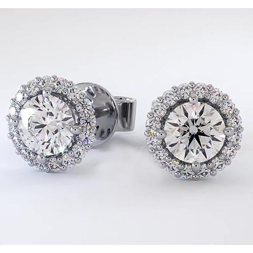 Halo Diamond Stud Earrings 2.32 Carats