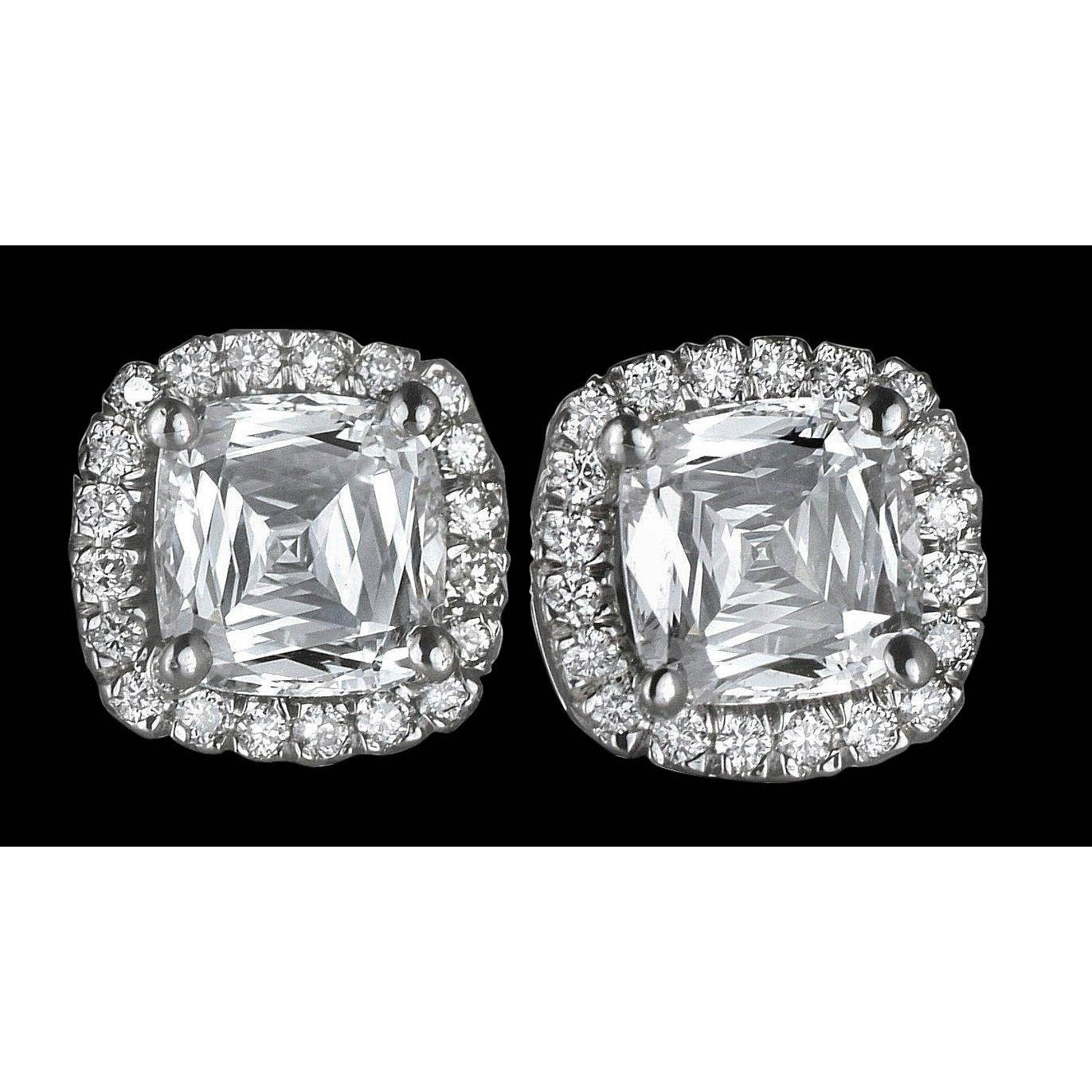 Halo Diamond Stud Earrings Natural Diamond Earring 2.24 Carats