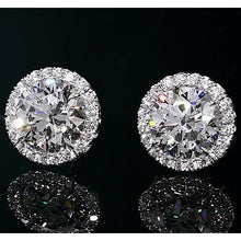 Halo Diamond Studs 2 Carats White Gold