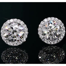 Halo Diamond Studs 2 Carats White Gold