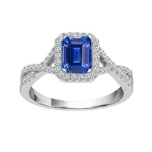 Halo Emerald Blue Sapphire Ring Twisted Shank Diamonds 3.50 Carats